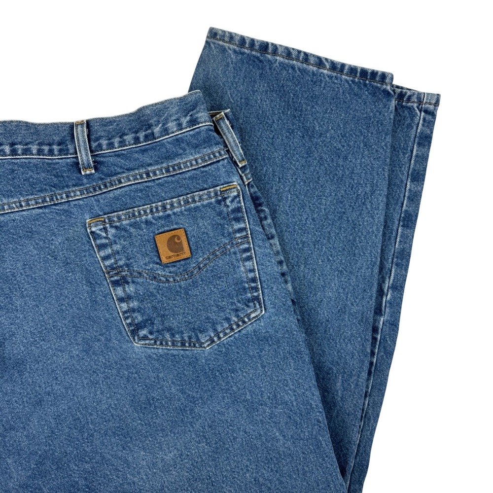 Carhartt Relaxed Fit Tapered Leg Jeans Mens 48x30 Cotton Stonewash Blue B17 DST